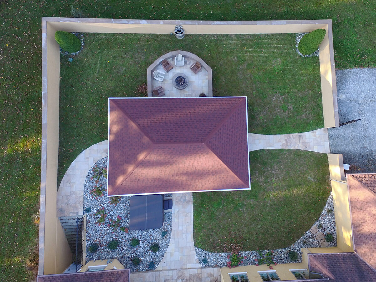 aerial view of new outdoor pavilion